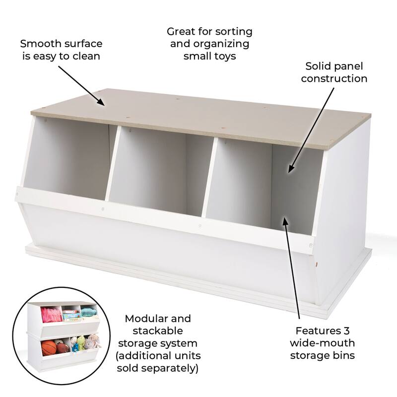 Taylor & Olive Lantana Three Bin Stackable Storage Cubby