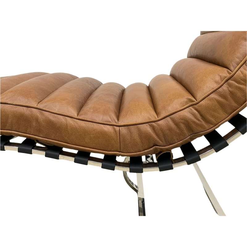 Plano Modern Channeled Leather Chaise Lounge - Leather
