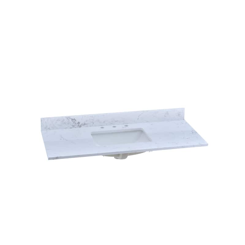 PROOX Bath Cultured Marble Vanity Top Undermount Rectangle Sink Backsplash Included - 48"W x 22" D - Mid Sink