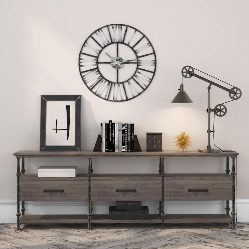 Carbon Loft Tirith Industrial Farmhouse Table Lamp with Pulley System