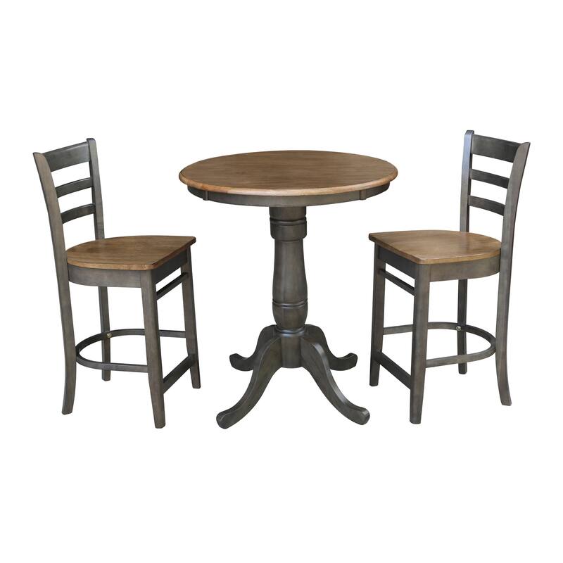 30" Round Counter Height Table With 2 Emily Stools - Set of 3