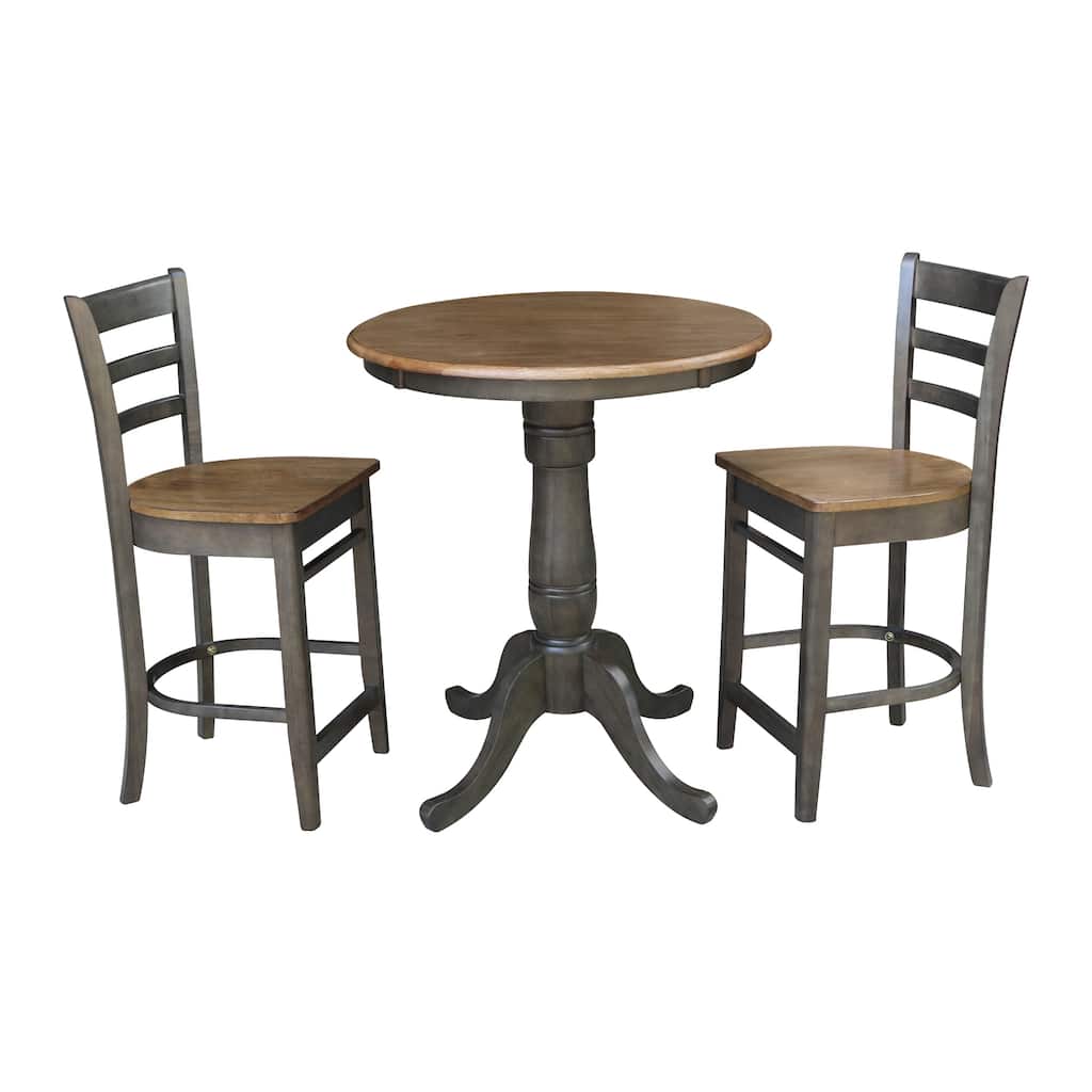 30" Round Counter Height Table With 2 Emily Stools - Set of 3