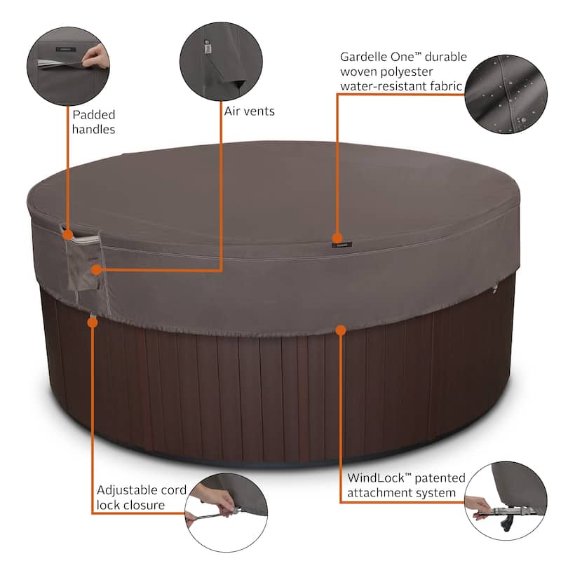 Classic Accessories Ravenna Water-Resistant Round Hot Tub Cover, 84 Inch DIA