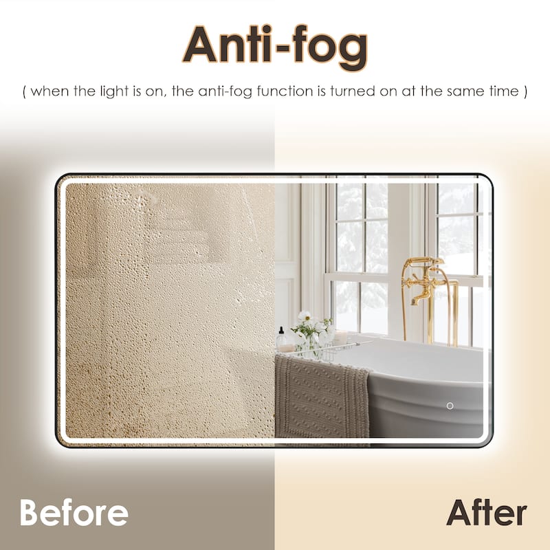 Altair Viaggi Rectangle Framed LED Lighted Wall Mirror