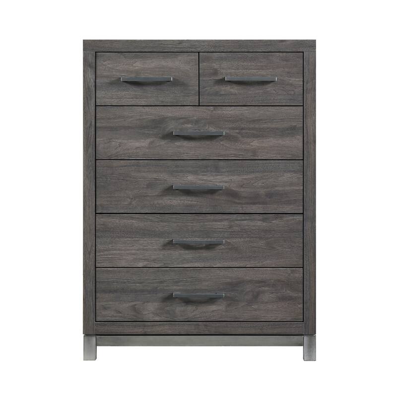 Deena Tall Dresser Chest, Brown Gray Melamine Veneer, 6 Drawers