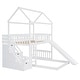 preview thumbnail 6 of 18, White Twin Over Twin Pine House Bunk Bed with Drawers and Slide