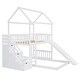 preview thumbnail 6 of 7, White Wooden Twin over Twin Bunk House Bed Frame with Convertible Slide, Storage Stairs, Ladder, Guardrails for Kids, Teens