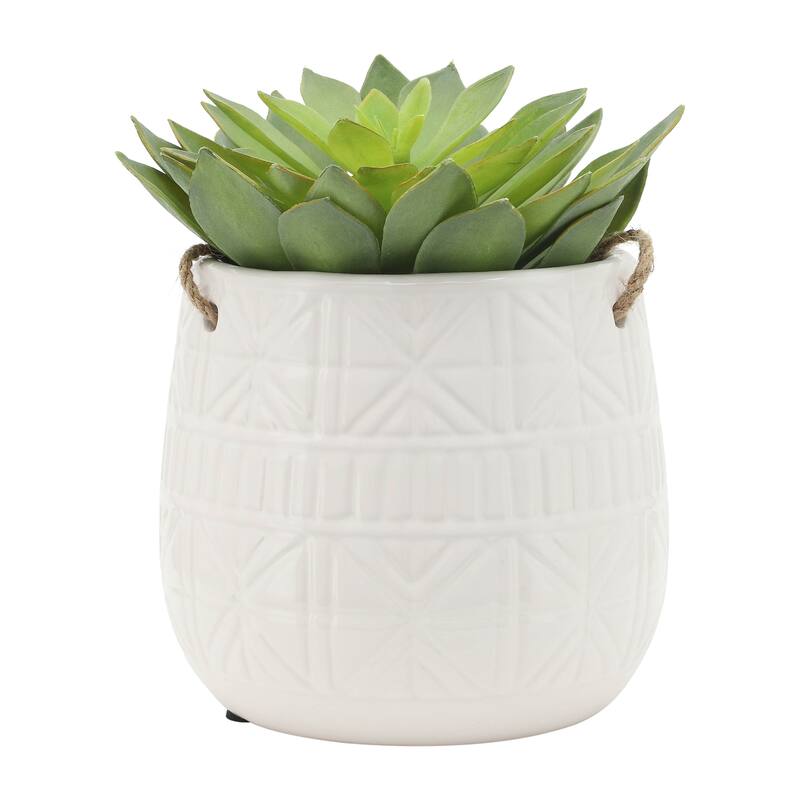 Sagebrook Home Neutral Textured Ceramic Hanging Planter