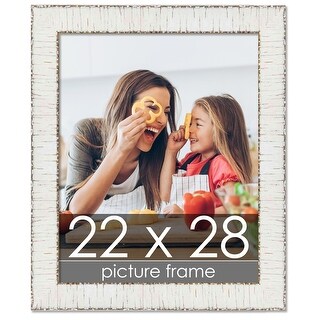 22x28 White Rustic Birch Wood Picture Frame with UV Acrylic, Foam