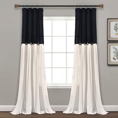 Lush Decor Linen Button New Window Curtain Single Panel - 108" x 40"