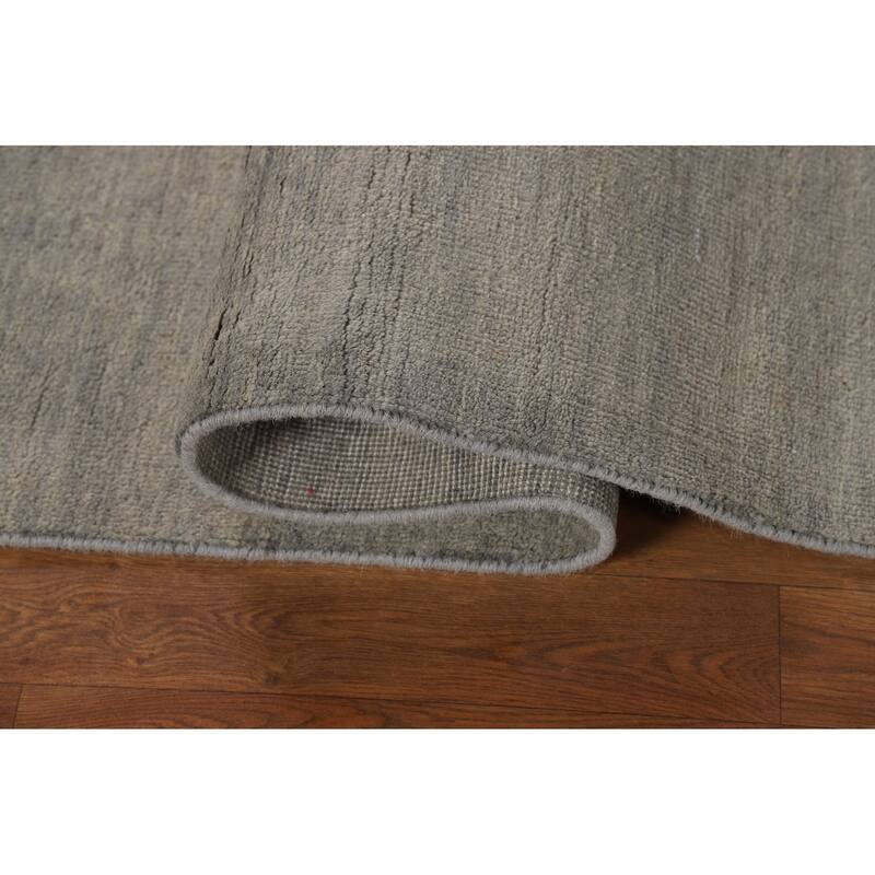 Stripe Gray Modern Gabbeh Oriental Rug Hand-Knotted Wool Carpet - 4'11" x 6'6"