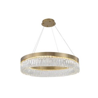 32" Gold Metal LED Chandelier With Clear Crystals - N/A - Bed Bath ...