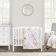 preview thumbnail 1 of 4, Sweet Jojo Designs Pink Watercolor Floral Girl 3pc Mini Crib Bedding Set White Shabby Chic Polka Dot Boho Bohemian Farmhouse
