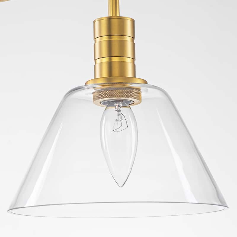 4-Light Vintage Brass and Clear Glass Linear Pendant for Dining Room - 4 Light
