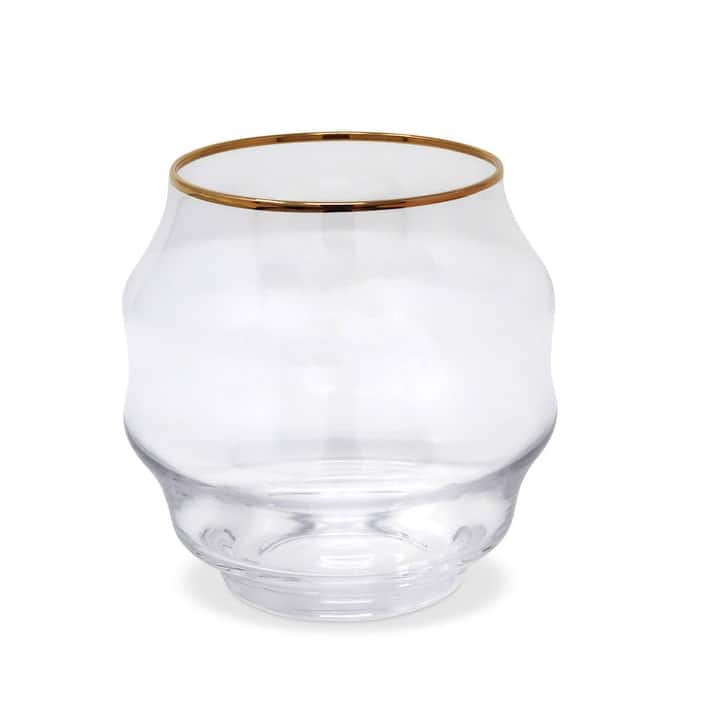 Set of 6 Glasses Unique Shaped And Gold Rim - DOF
