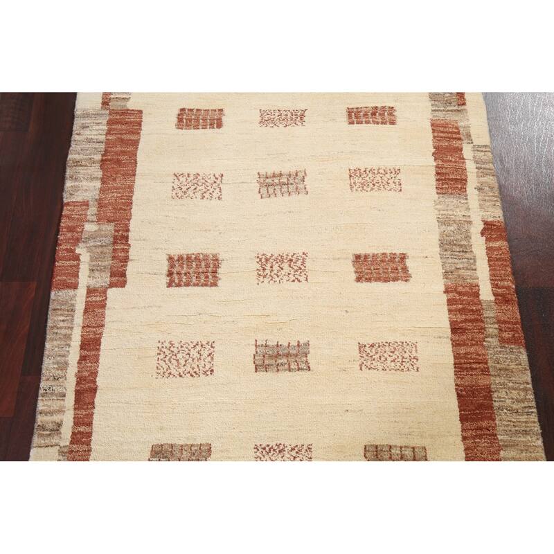 Wool Geometric Gabbeh Kashkoli Oriental Area Rug Hand-knotted Carpet - 3'5" x 5'3"