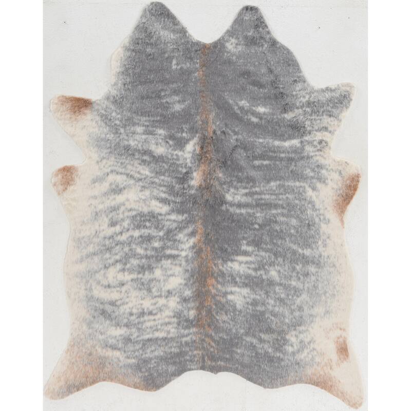 Faux Cowhide Area Rug - 5' x 6'6" - Grey