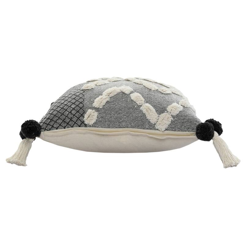HomeRoots 20" X 20" Black Gray And Cream 100% Cotton Geometric Zippered Pillow