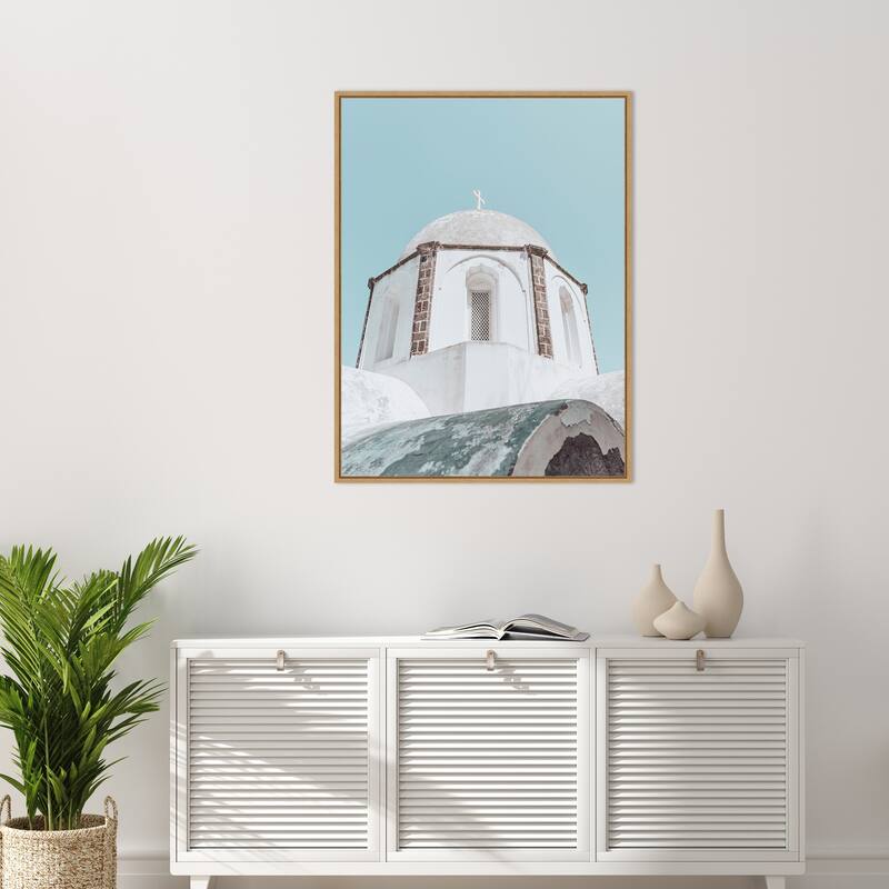 Santorini Church by Bella Eve Framed Canvas Wall Art Print - Sylvie Natural