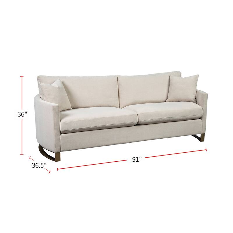 Upholstered Sofa with Arched Arms in Beige Finish