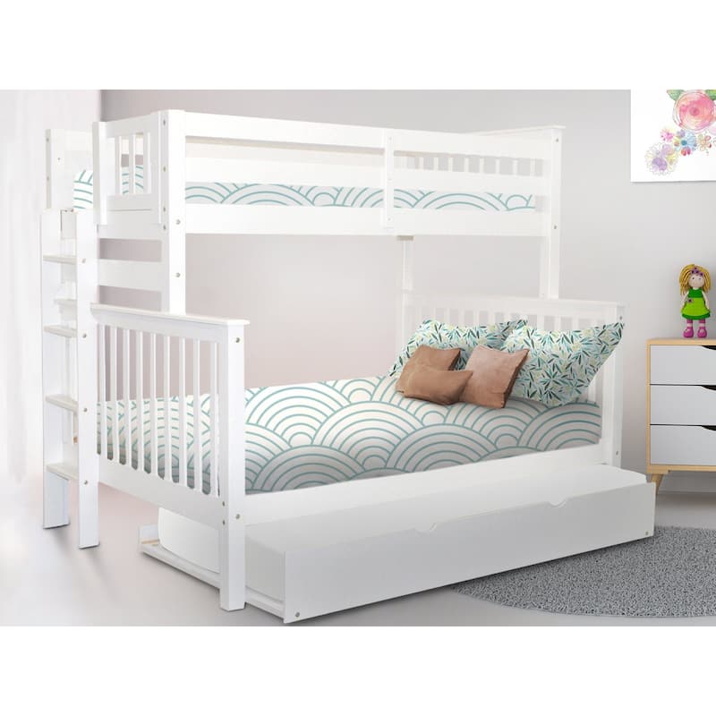 Taylor & Olive Trillium Twin over Full Bunk Bed Ladder, Twin Trundle - White