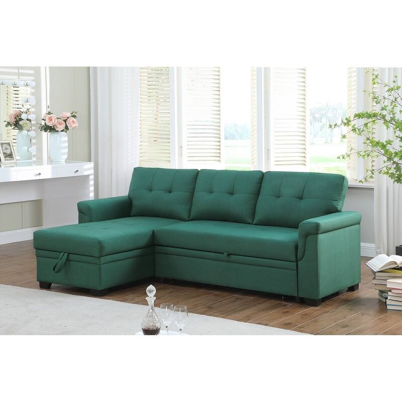 Copper Grove Perreux Linen Reversible Sleeper Sectional Sofa