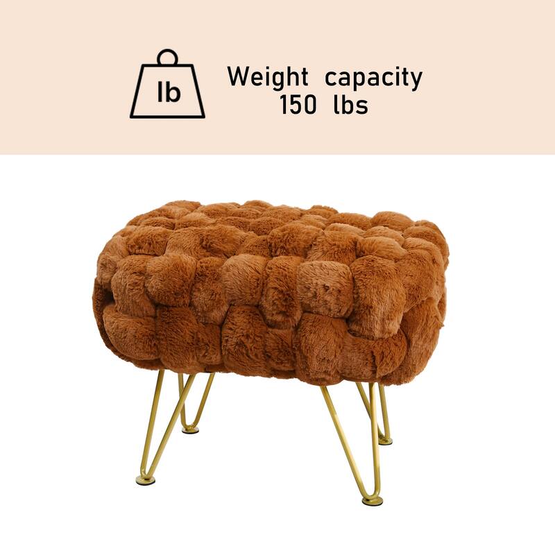 Soft Fauxfur Pouf Stool Ottoman Fuzzy Entryway Bench Seat 27"x20"x19"