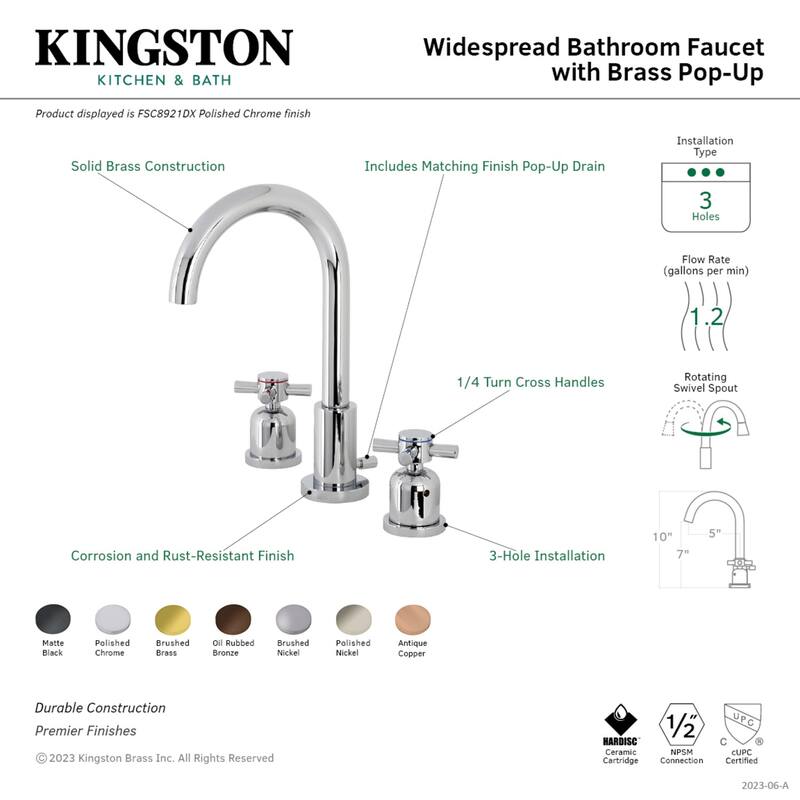 Kingston Brass Concord 8 in. Widespread Bathroom Faucet in Antique Copper
