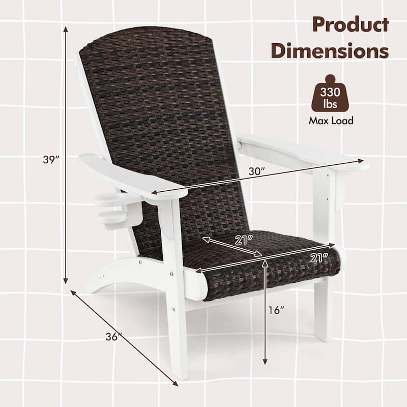 Costway Patio Adirondack Chair with Rattan Padded Seat Wide Armrests & - See Details