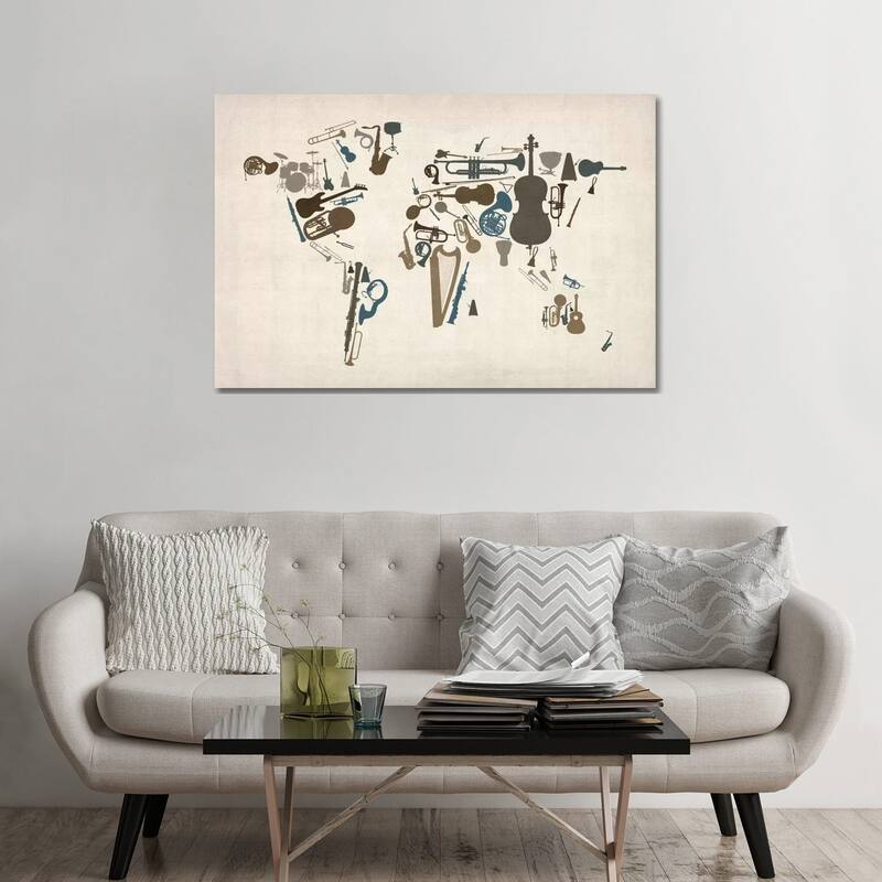 iCanvas "Musical Instruments Map of the World" by Michael Tompsett Canvas Print - 32x48x1.5
