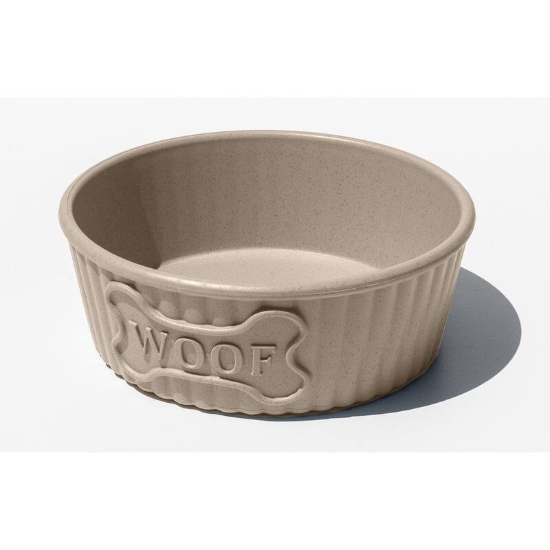 Woof, Ribbed, Large Bowl, Beige, (Wheat PP), 3 cups, Set of 2 - Beige