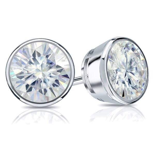 Auriya 14k Gold 2ctw Bezel-set Round Moissanite Stud Earrings - 6.5 mm. Opens flyout.
