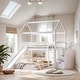 preview thumbnail 1 of 34, Twin Over Twin House Bunk Bed with Two Drawers and Slide, Grey White