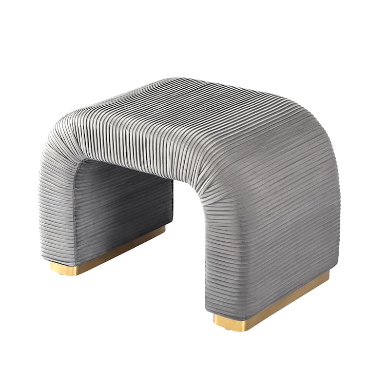 Adeco Arched Ottoman Bench with Pleated Design