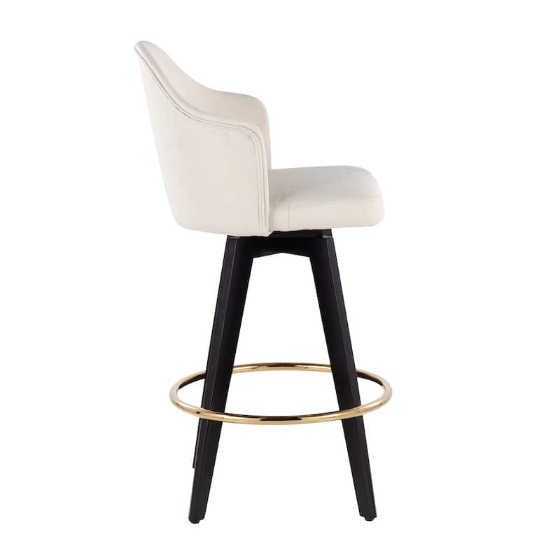 Carson Carrington Valsatra 26" Upholstered Counter Stool with Black Wood Base (Set of 2)