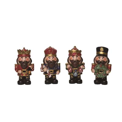 Transpac Christmas Small Resin Nutcracker Figurine Set of 4 Christmas Home Decorations