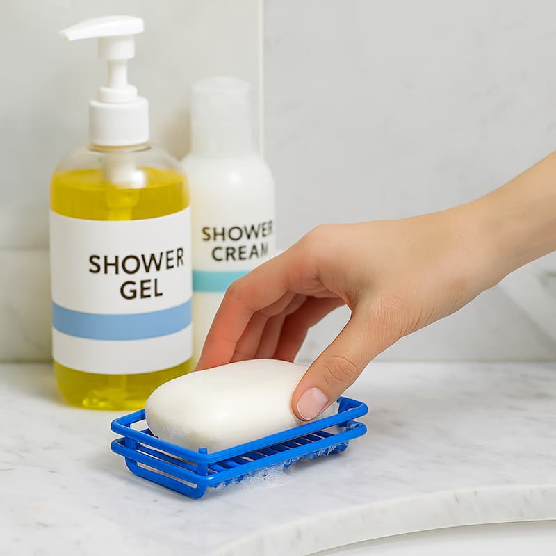 Creative Home Blue Powder Coated Metal Wire Soap Dish