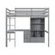 preview thumbnail 36 of 38, Full Size Loft Bed with Bulit-in L-Shaped Desk and Ladder, Wooden High Loft Bedframe with Storage Drawers and Shelves