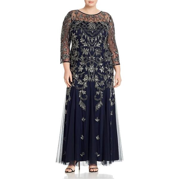 Adrianna Papell Womens Embellished Illusion Gown Dress, Blue, 18W - Bed Bath & Beyond - 41980964 Adrianna Papell Womens Embellished Illusion Gown Dress, Blue, 18W - Bed Bath & Beyond - 41980964