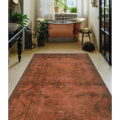 Vintage Overdyed Dahlia Orange/Brown Runner - 3'5" x 6'2"