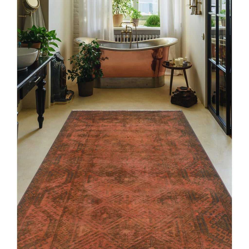 Vintage Overdyed Dahlia Orange/Brown Runner - 3'5" x 6'2"