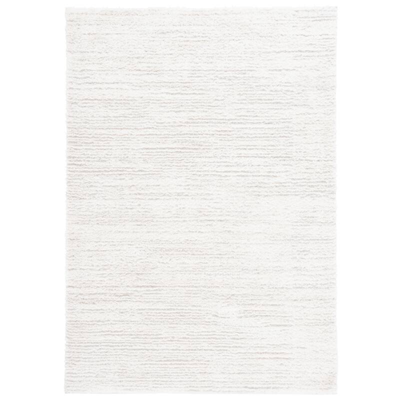 SAFAVIEH Tahoe Shag Yaprak Abstract 1.2-inch Thick Rug - 4' x 6' - Ivory/Taupe - Rectangle