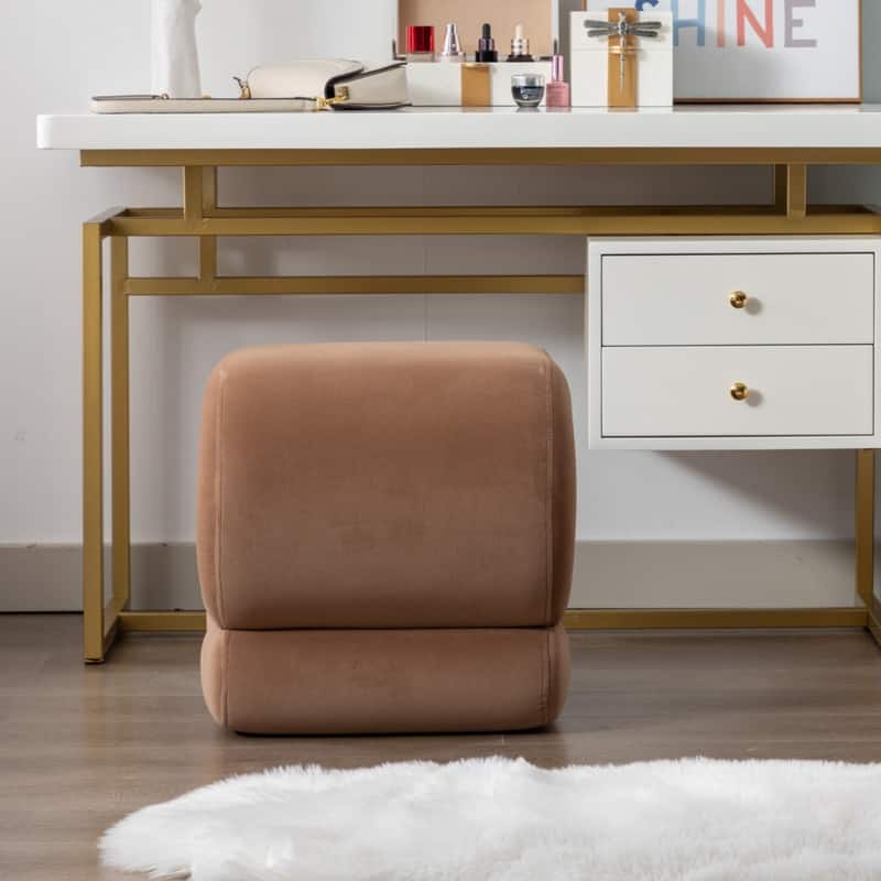 Velvet Fabric S-shape Ottoman Makeup Stool Footstool