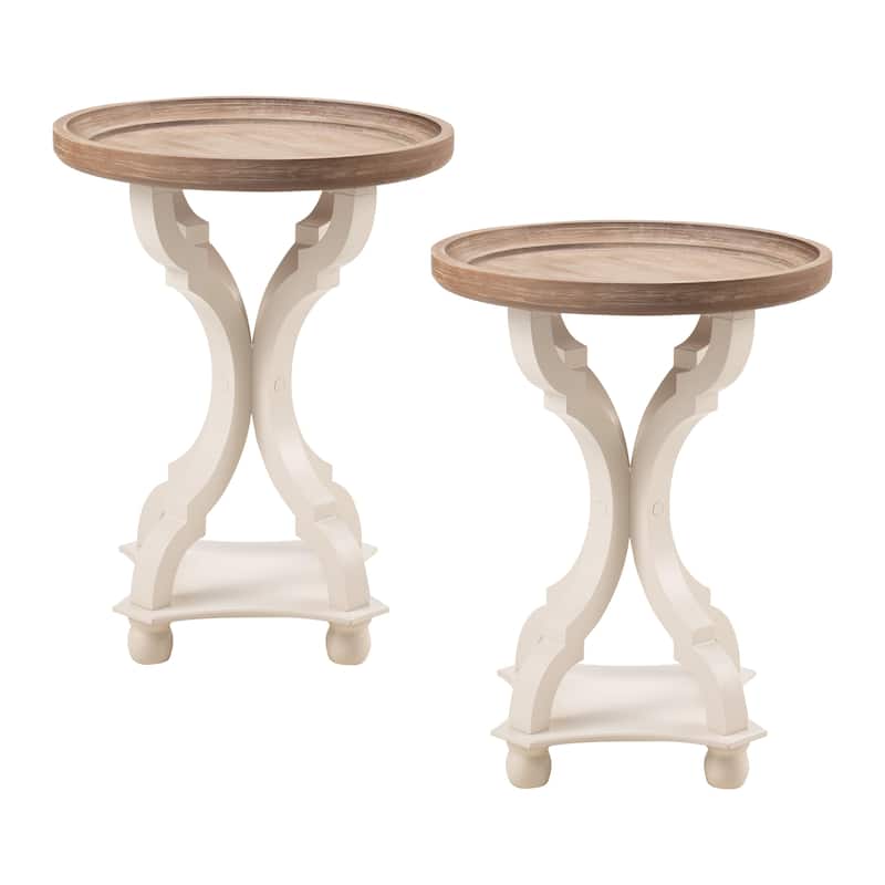 COZAYH 2-Pieces Rustic Farmhouse Tray Top End Table - ConcaveLegs