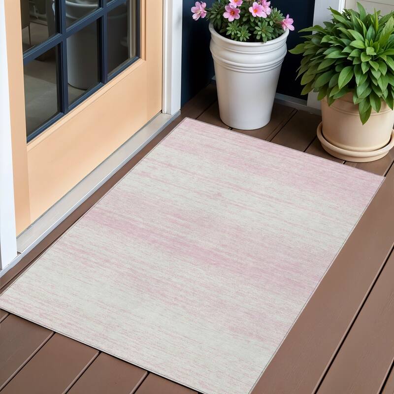 HomeRoots Striped Transitional Rectangle Outdoor Rug - 3' x 5'