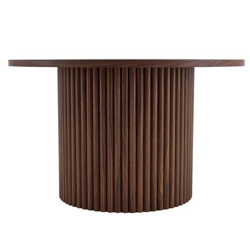 27.5 Inch Modern Circular Coffee Table with Walnut Finish & Hidden Storage