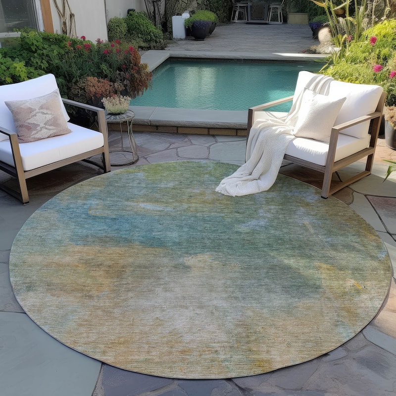 Machine Washable Indoor/ Outdoor Ombre Solid Chantille Rug