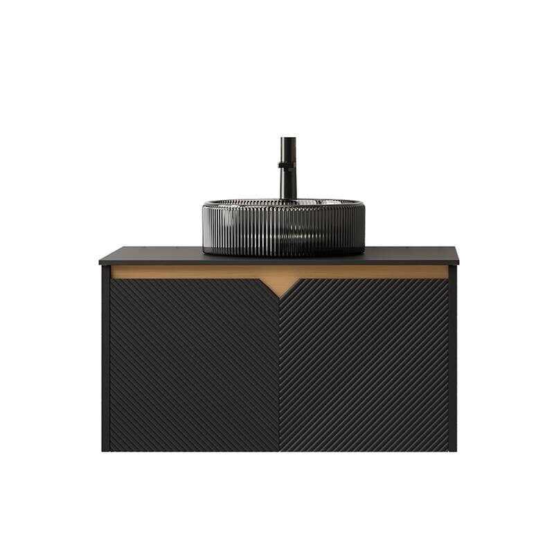 30" Bathroom Vanity with Vessel Sink, Wall-Mounted Floating Storage Cabinet with Double Doors