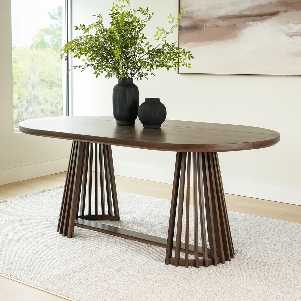 Solid Wood 72" Oval Pedestal Dining Table