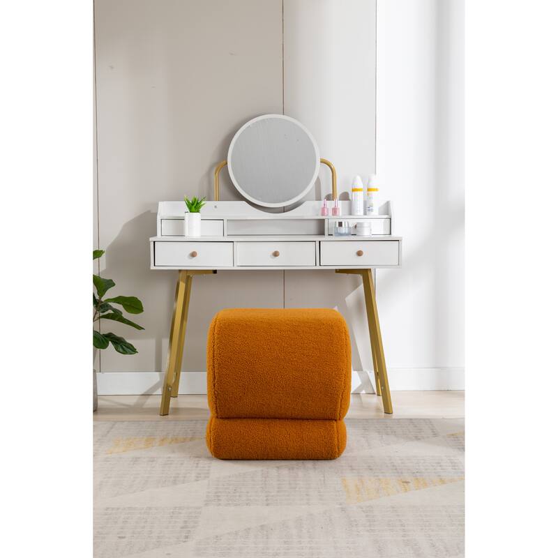 Teddy Fabric Ottoman Makeup Stool Footstool